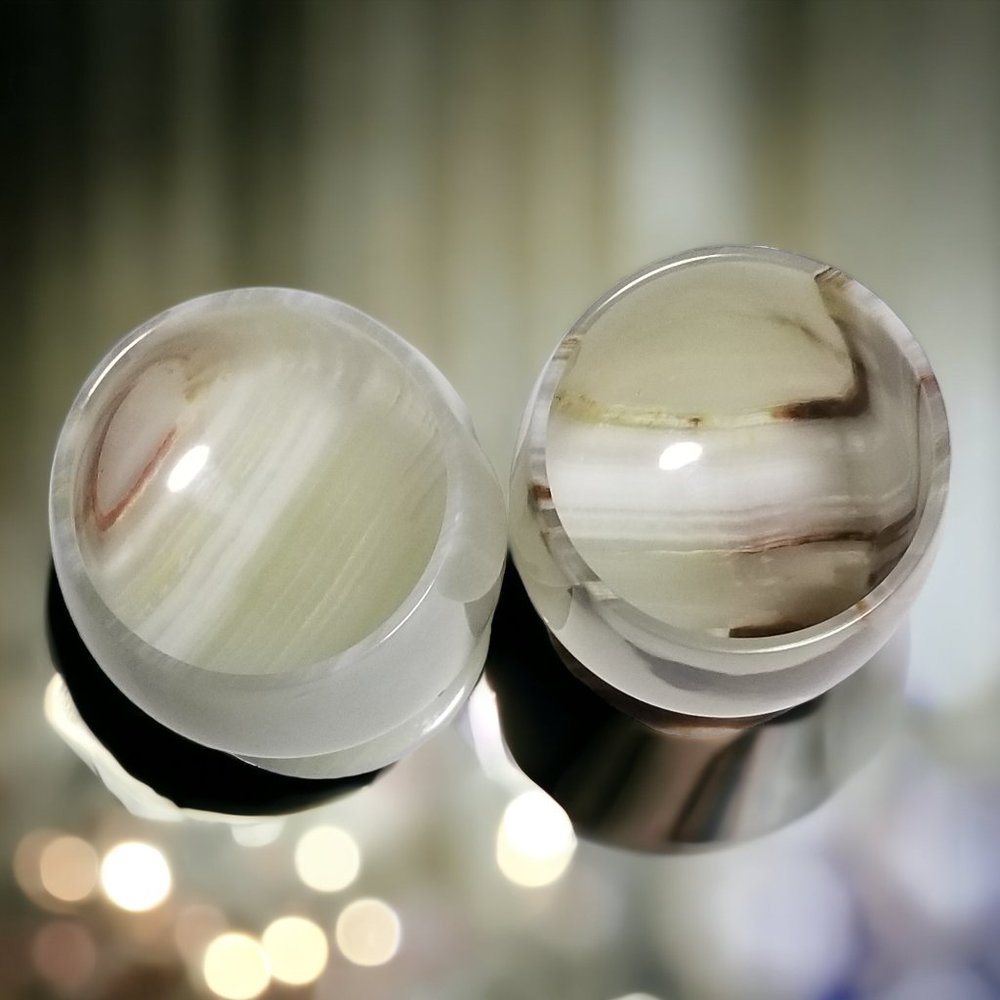 Vintage Onyx Marble Natural Stone Wine Glass Goblets- Set of Two - Picture 10 of 16